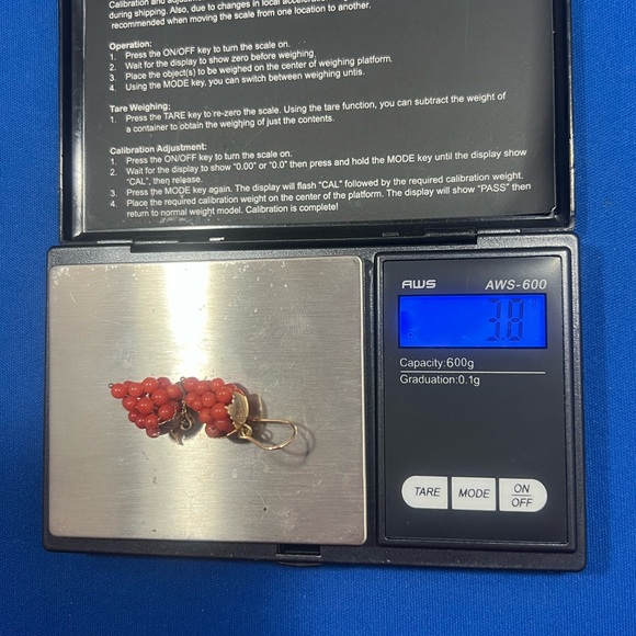 Estate Grapes Coral D Napoli  14K Gold Dangle Earrings - Picture 7 of 8